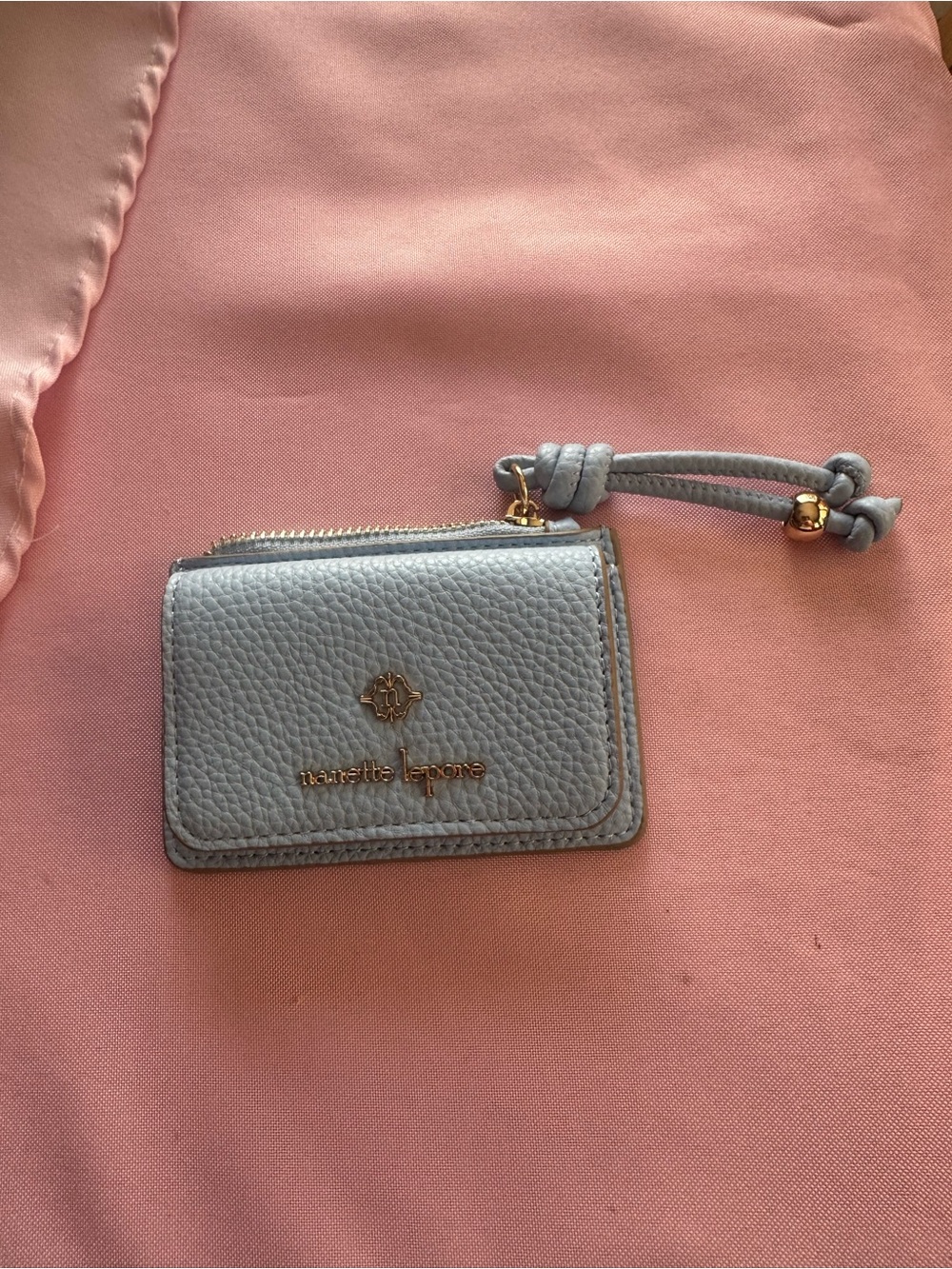 Nanette Lepore Pebbled Leather Card Wallet in Light Blue,NWOT